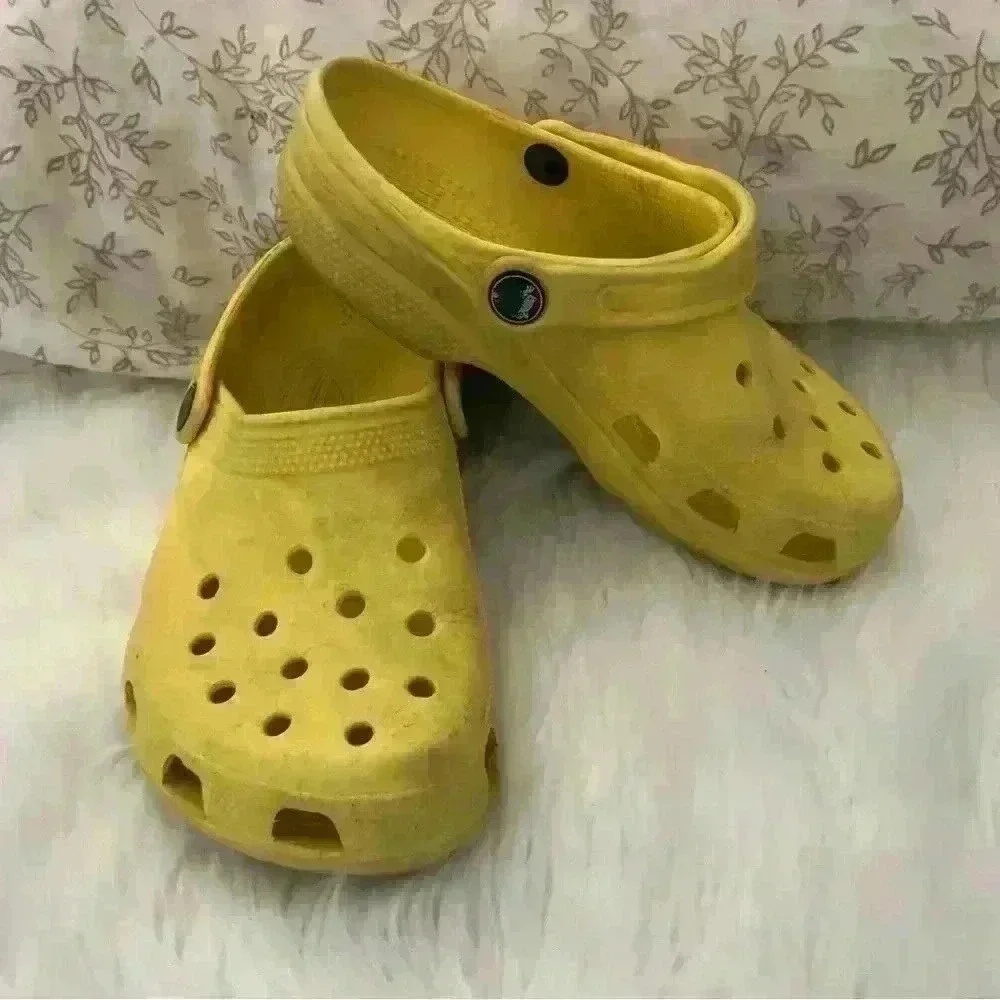 CROCS yellow basic slipons Youth 1-3